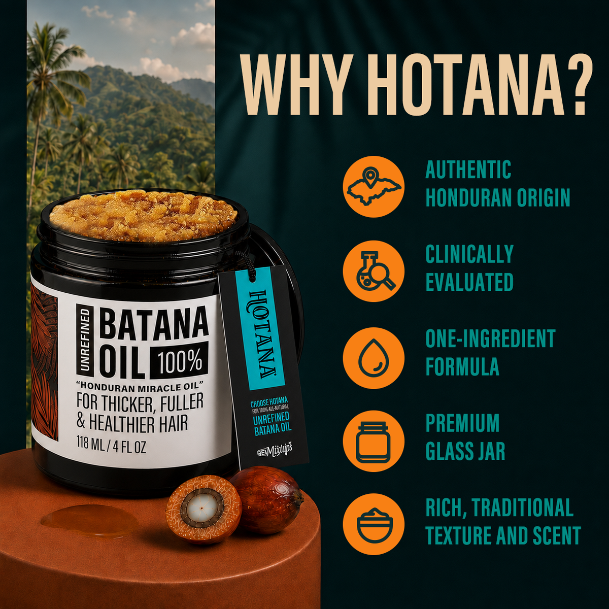 Hotana 100% Unrefined Batana Oil (4 oz)